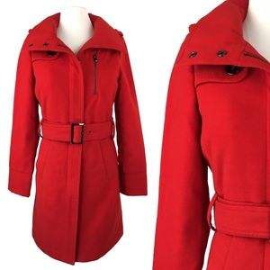 Worthington Red w/ Black Accents Mid Length Winter Coat size Medium